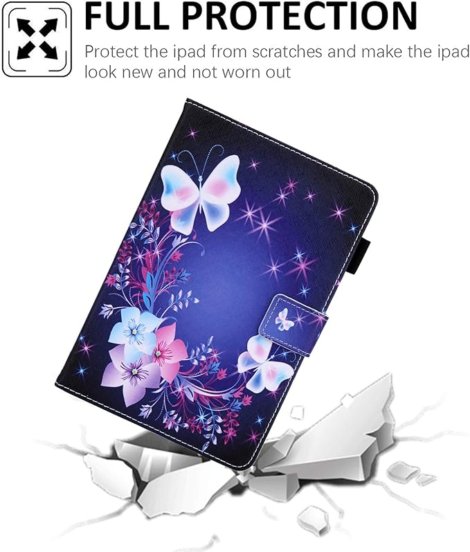 Dteck for Fire Max 11 (13th Generation) Tablet Case 11" 2023, PU Leather Protective Fold Stand Case with Auto Sleep Wake, Adjustable Viewing Angles, 4 Card Slots, Cute Slim Folio Case, White Butterfly