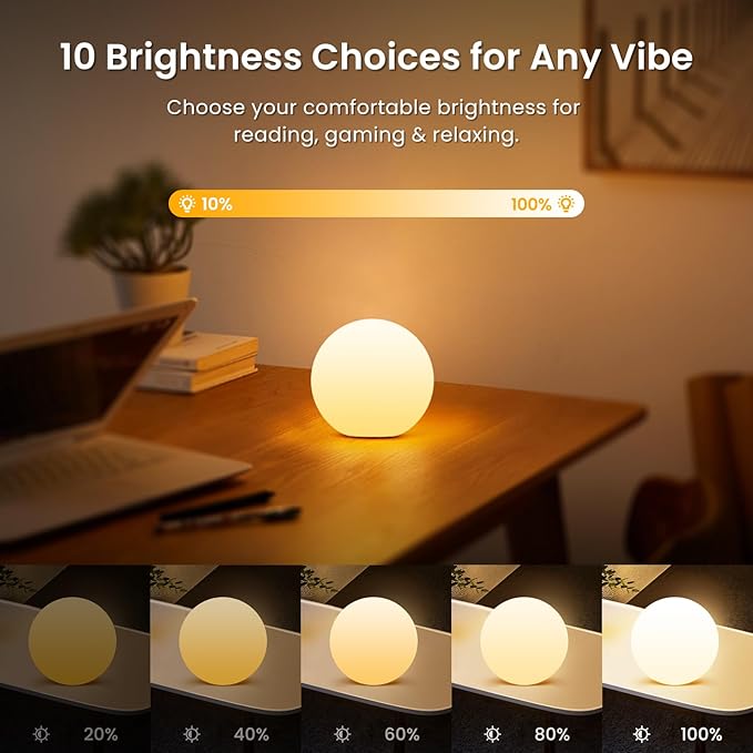 LOFTEK 3-inch Smart Sphere Night Light, Multi-Color Rechargeable Ball Lights, RGB Mood Lighting, Waterproof Ambient Light for Home Bedroom Patio Pool Decorative Lighting, Halloween, Xmas Gift, 1 Pack