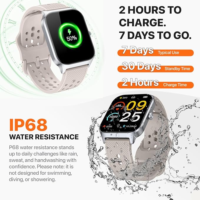 Smart Watch for Women Men - Answer/Make Call, Fitness Tracker Smartwatch for Android iPhone Compatible, 120+ Sports Modes Step Counter Sleep Female Cycle (Silver)