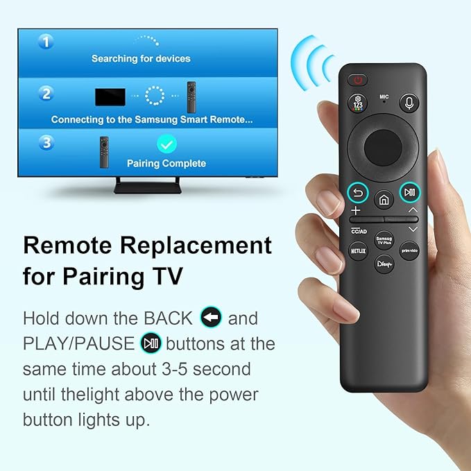BN59-01432A Solar Voice Remote Replacement for Samsung TV Remote with Bluetooth Rechargeable Solar Cell, Compatible with Samsung Neo QLED S90D Smart 8K HDR Ultra HD TVs, VG-TM2360E 2023 Model, Black