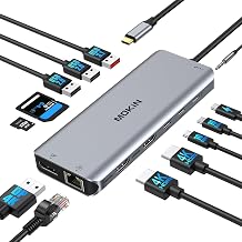 USB C Laptop Docking Station Dual Monitor Dual HDMI 4K DP Triple Display Hub, 13 in 1 MOKiN USB C Hub with 3 Monitors, DisplayPort, USB 3.1, RJ45, 100W PD, Card Reader, Audio/Mic, for Dell HP Lenovo - Image 1