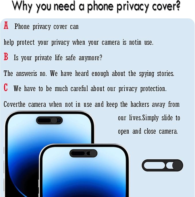 Front Camera Cover, Camera Cover Compatible with iPhone 14Pro/14Pro Max/iPhone15/15Puls/15Pro/15ProMax/iPhone16/16Pro16Plus/16Pro Max,Webcam Cover Protector Protect Privacy and Security(2PCS,Black)