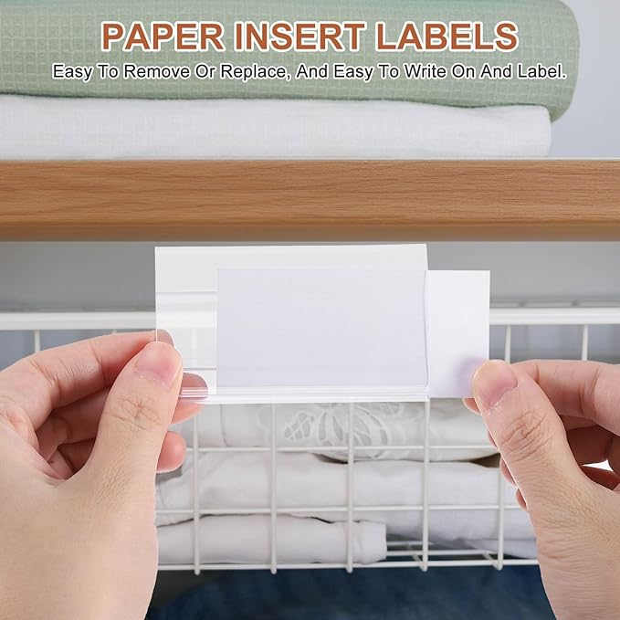 PATIKIL 3.1" x 1.8" Wire Shelf Label Holder, 20 Pack Reusable Plastic Price Tag Display Clip for 0.59" to 0.71" Thick Shelves with Paper Inserts Pens for Home Market Store, Clear