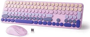Wireless Keyboard and Mouse Combo, 110-Key Full Size (Gradient Purple)