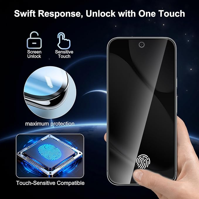 2 Pack for Google Pixel 10 Pro XL Privacy Screen Protector, 2 Pack Camera Protector, Fingerprint Compatible, Anti Spy, 9H Hardness Glass for Google Pixel 10 Pro XL