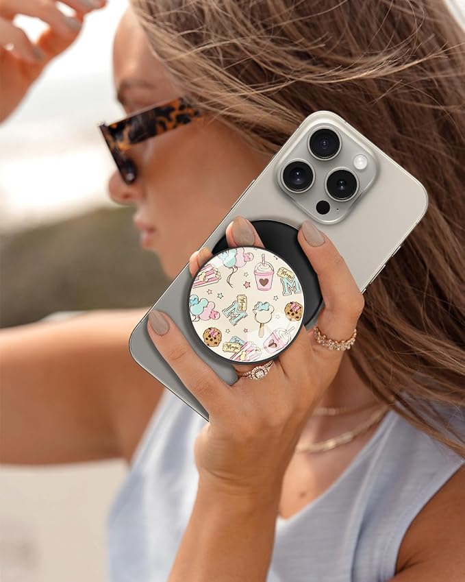 Kidcube Magnetic Phone Grip Compatible with Magsafe - Cell Phone Grip Stand Magnetic Ring Holder Finger Kickstand for iPhone 17 16 15 14 13 12 Series Magnet Removable Accessories Cute Kawaii Cartoon