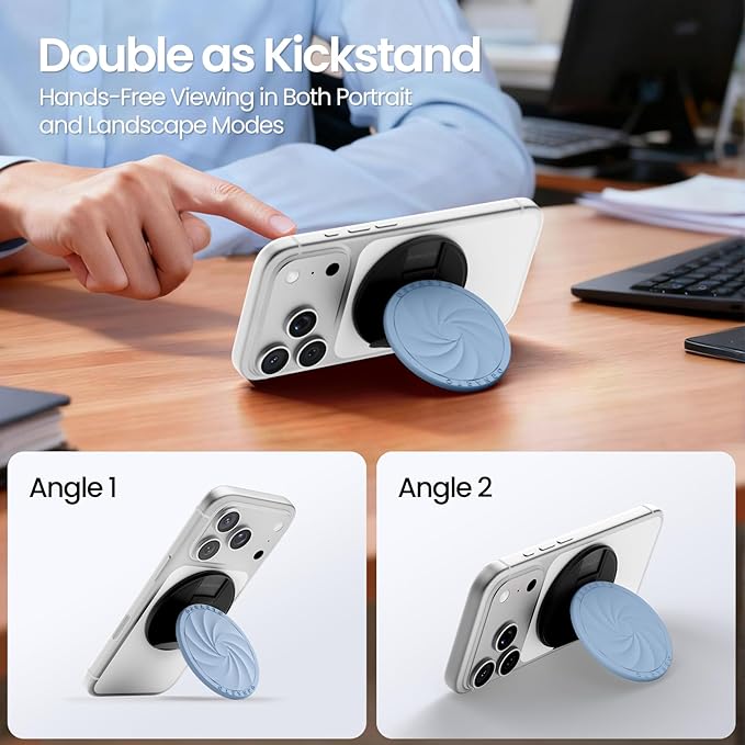 ORNARTO Vortuxe for MagSafe Phone Grip with Kickstand, Soft Liquid Silicone Finger Loop Grip, Phone Ring Holder for Back of Phone, Premium Build & Comfy Touch, Sky Whisper