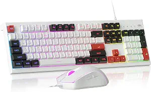 MageGee Creamy Keyboard and Mouse Combo, K2 Classic Keyboard, Wired RGB Backlit, 104 Waterproof, Ergonomic, PC/Laptop/MAC - Knight Red