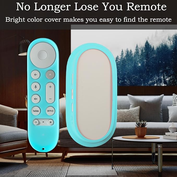 Silicone Protective Sleeve Set for Google TV Streamer 4K 2024 Chromecast TV Streamer 4K Host Box and Voice Remote Glow in The Dark Glow Sky Blue