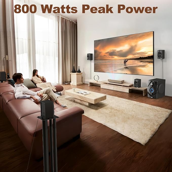 Bobtot Home Theater System Wireless Rear Satellite Speakers 800W 6.5 inch Subwoofer 5.1/2.1 Channel Surround Sound Systems with ARC Optical Bluetooth Input