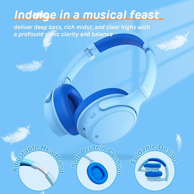 INFURTURE Active Noise Cancelling Headphones, Kids Bluetooth Headphones Wireless Over Ear Headphone, 85/94dB Volume Limited, 50H ANC & 90H Normal Playtime,for Airplane/Train/Auto/idea Gift