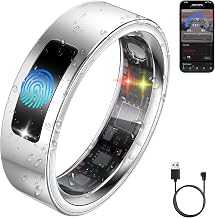 uaue Smart Health Ring for Women Men, Vibration Alert, Touch Control, Fitness Tracker Ring with Sleep/Women's Health/Heart Rate/Steps, IP68 Waterproof for iPhone and Android, Silver 10,No Subscription - Image 1