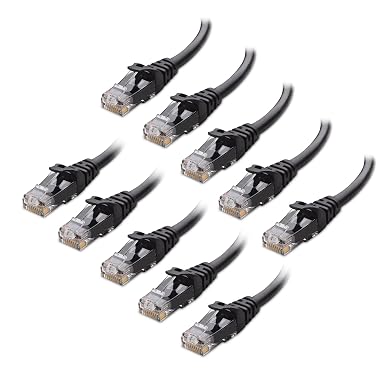 Cable Matters 10Gbps 10-Pack Snagless Cat 6 Ethernet Cable, 7ft, Black