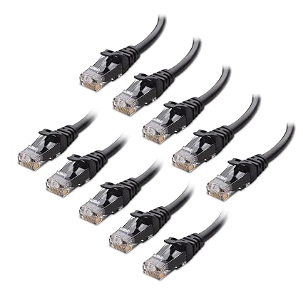 Cable Matters 10Gbps 10-Pack Snagless Cat 6 Ethernet Cable, 7ft, Black