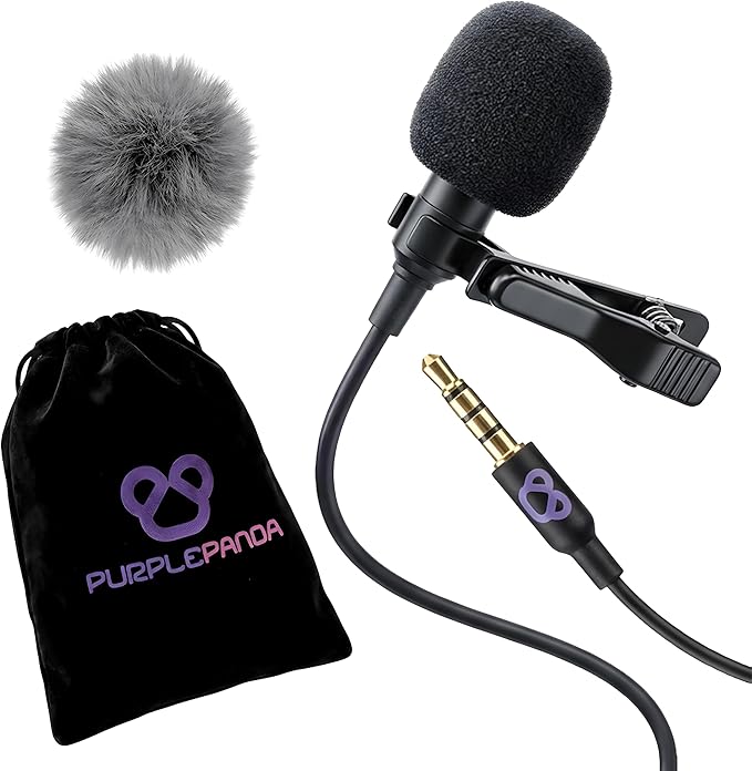 Purple Panda Lavalier Microphone for GoPro, DJI, Insta360 Mic Adapters