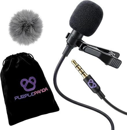 Purple Panda Lavalier Microphone for GoPro, DJI, Insta360 Mic Adapters