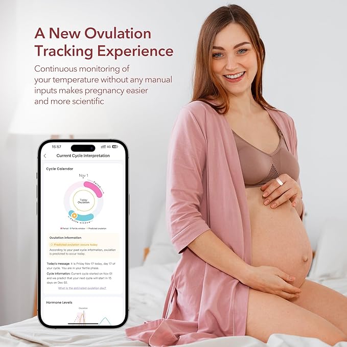 femometer Ring for Fertility and Ovulation Tracking - Size First Sizing Kit - App Auto-Sync - Period & BBT Tracker - Sleep Analysis for Women - Rechargeable & Waterproof Size8