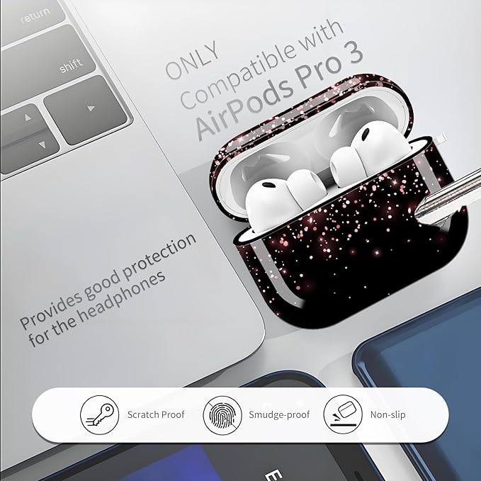 AirPod Pro 3 (2025) Case Cover for Women, Cute Shockproof TPU Protective Case with Gold Round Buckle, Anti-Drop Design Cute Pink