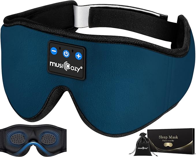 MUSICOZY Sleep Headphones Bluetooth 5.4 Headband Sleeping Eye Mask for Mom Women Men Wireless Music Earbuds Earphones for Side Sleepers Built-in HD Speakers Cool Gadgets Unique Gifts