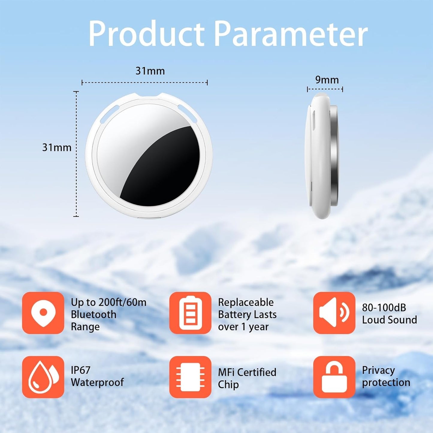 Bluetooth Item Tracker Tags, 2-Pack — Worldwide Tracking, No Monthly Fee