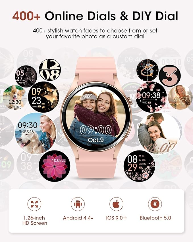 Smart Watches for Men/Women, 1.26" HD Smart Watch for Android Phones & iPhones (Make/Answer Calls), IP68 Fitness Watch for Women/Men with 110+ Sport Modes, Heart Rate Monitor, Sleep Tracker, Gift