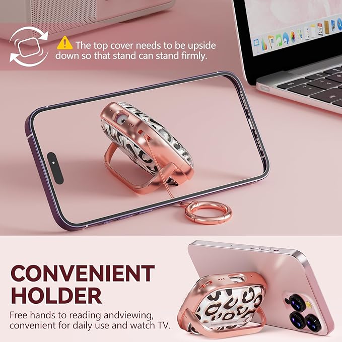 Inesore for AirPods Pro 3 Case 2025 with Lock, for Women Girly Floral Clear Case Compatible with Apple Airpods Pro 3rd Generation Cover, with Phone Stand,Keychain & Cleaner Kit - Leopard Print