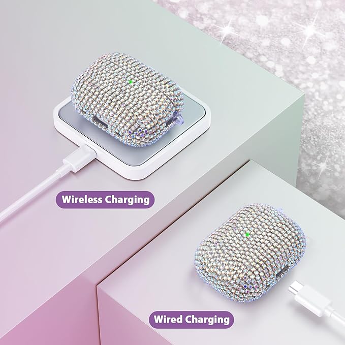 VISOOM Bling Case for Airpods Pro 2nd 1st Generation Case - Jewelry Cute Airpods Pro 1 2 Cases Cover with Glitter Keychain Women 2025 Crystal Fancy Case for iPods pro2 1 Wireless Charging Cases