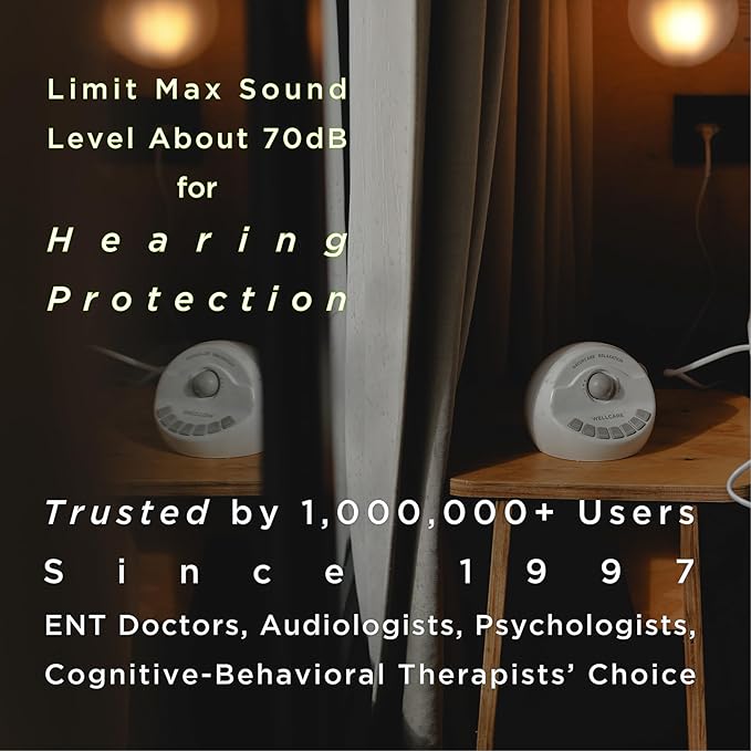 WELLCARE-Naturcare Sound Relaxation, White Noise, 7 Nature Sounds, Sleep Sound Machine, Calm Infants, for Baby, Kids, Adult. Stepless Volume, Timer, Powered by Adapter(Incl.) or Batteries(Not Incl.)