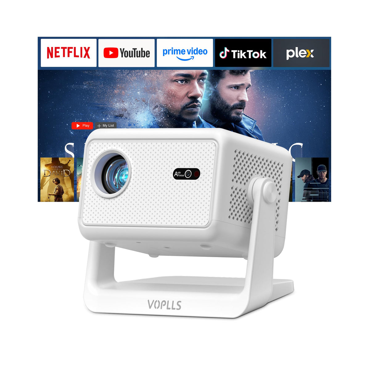 【Officially-Licensed APP & 3500 ANSI】4K Mini Outdoor Projector with WiFi and Bluetooth, VOPLLS Smart Portable Movie Wireless TV Projector for Home/Gaming/Bedroom