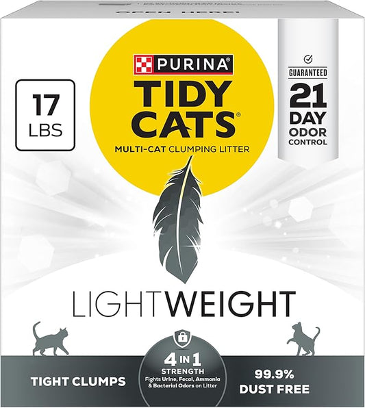 Purina Tidy Cats LightWeight 4-In-1 Strength Multi-Cat, Odor control, Clumping, 99.9 Percent Dust Free Cat Litter - 17 lb. Box