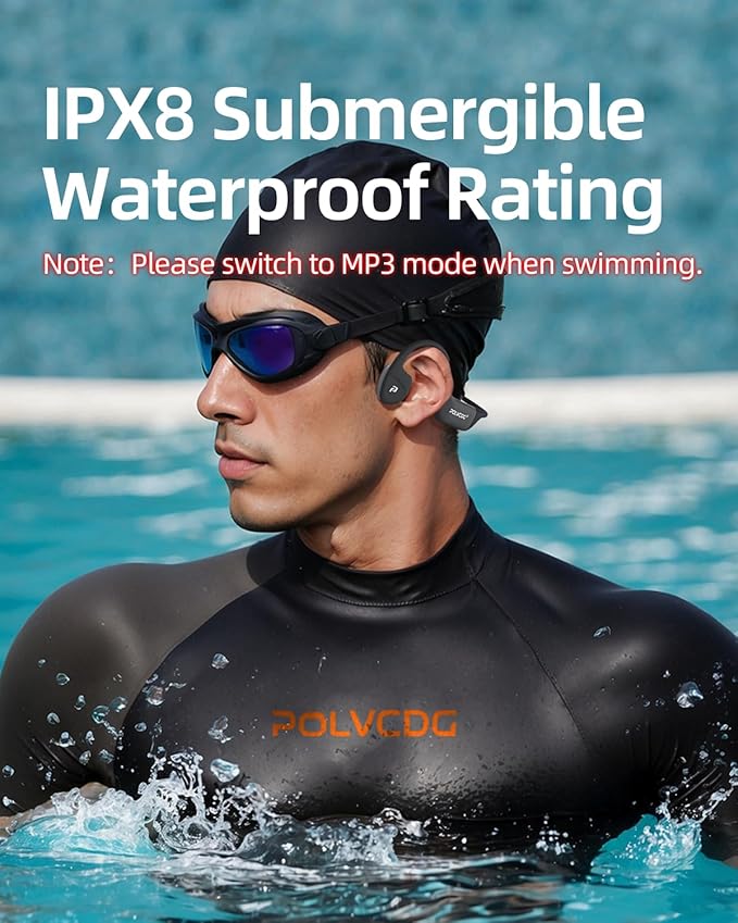 Bone Conduction Headphones,IPX8 Waterproof Swimming Headphones,32GB Memory Open Ear Headphones with Mic,Wireless Bluetooth Earbuds Underwater Sport Earphones for Workout Running Cycling Gift