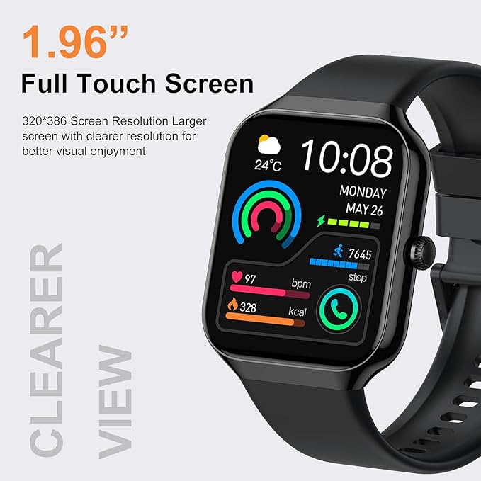Smart Watch, 1.96" HD Smartwatch for Men Women (Answer/Make Call), 2026 Fitness Activity with Heart Rate/Sleep Monitor/Pedometer, IP68 Waterproof, 113+ Sport Modes Running Watch for Android iOS