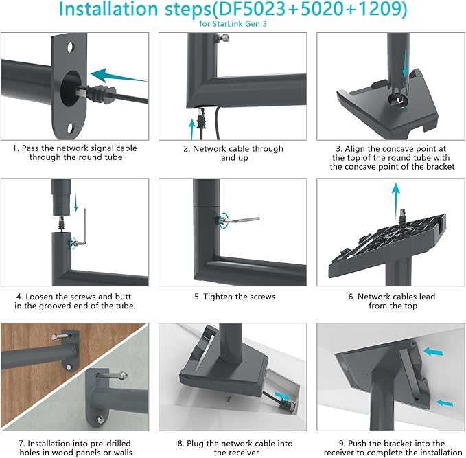 360° Adjustable Starlink Wall Mount , Compatible with Starlink Gen 3/V2/Mini,for Pole, Roof , Long Wall Mount,Starlink Pole Bracket and Mounting Kit Accessories
