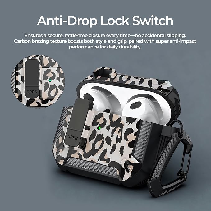 for AirPods Pro 2 Case for AirPods Pro2rd Gen | Full Drop Protection with Carabiner Keychain | Cute AirPods Pro 2st/1nd Generation Case for Men Women