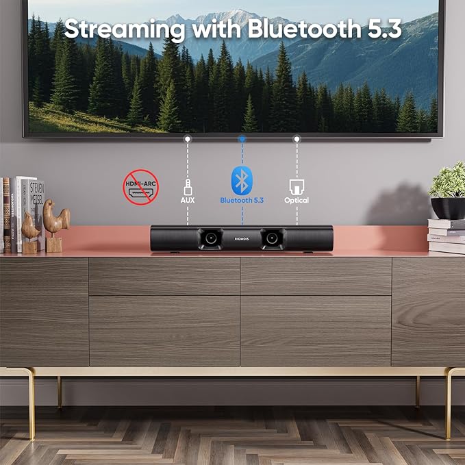 Sound Bar for Smart TV, 90W Compact Soundbar TV Speaker with Subwoofer, 2.1Channel Home Theater Surround Sound System with Crisp Vocals and Deep Bass for TV PC Projector.