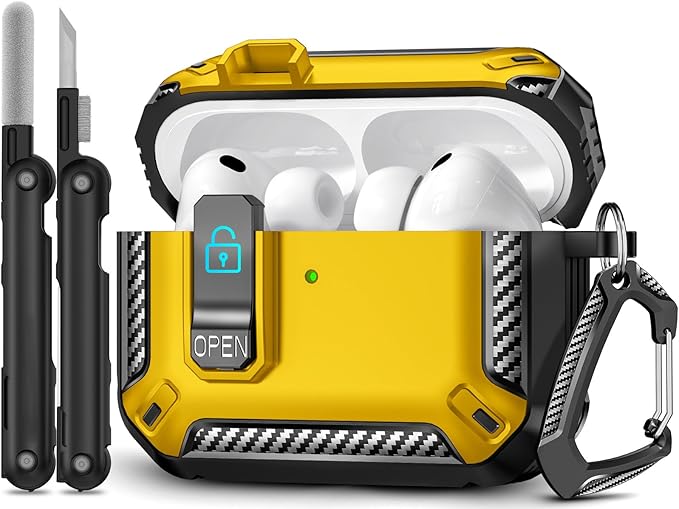 for AirPods Pro 3 Case (2025 New), Secure Lock Cases Cover with Cleaning Kit & Keychain Compatible with Airpods Pro 3rd Generation Case for Men Women, Powerful Drop Protection