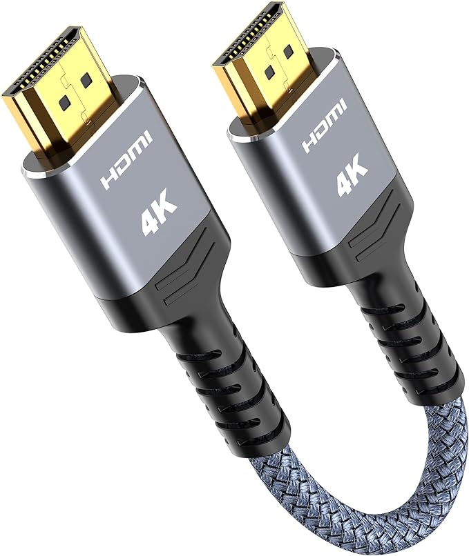 Highwings Short HDMI Cable, 1.06ft Total Length, 0.69ft Cable Length, HDR Braided HDMI Cord, 4K HDMI Cord High Speed with Ethernet/ARC, 3D, HDCP 2.2, Compatible for Monitor,PC and More