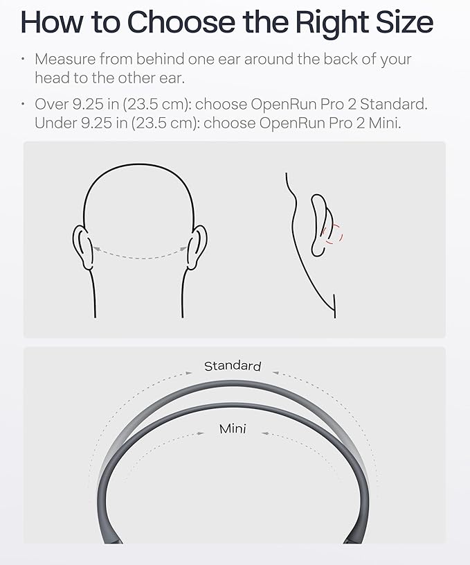 SHOKZ New OpenRun Pro 2 Mini-Open-Ear, Bone Conduction Sport Headphones -with Reflective Strip -Sweat Resistant, Workout Headphones -Secure, Wireless, Comfortable Fit-Deep Bass and Smart Mic App