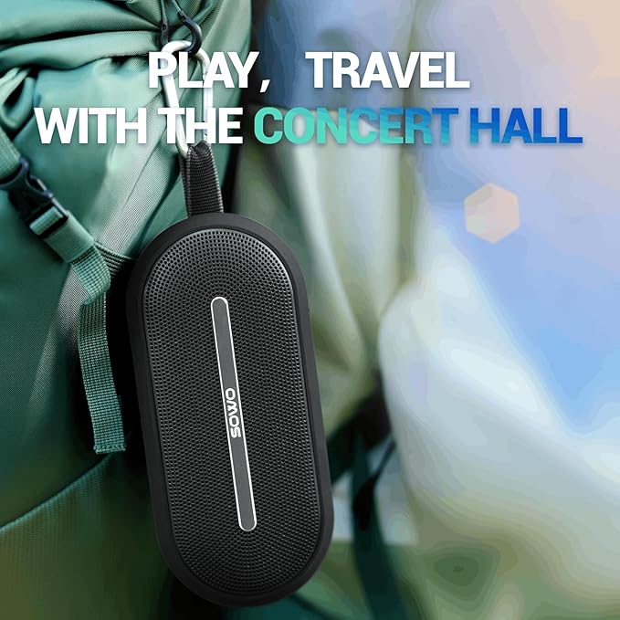 SOWO Portable Wireless Speaker with Bluetooth, Enhanced Immersive Bass, Partyboom Technology, 40W Loud Clear Stereo Sound, IP67 Waterproof, 16H Playtime for Outdoor, Camping and Travel - Deep Black