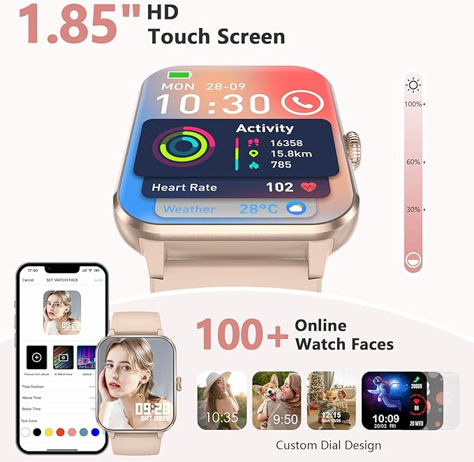Blackview 2026 Fitness Tracker (Answer/Make Calls), Smart Watch for Men and Women with Heart Rate/SpO2/Sleep Monitor/2 Straps, 100+ Sports Modes, IP68 Waterproof Activity Tracker for Android/iPhone