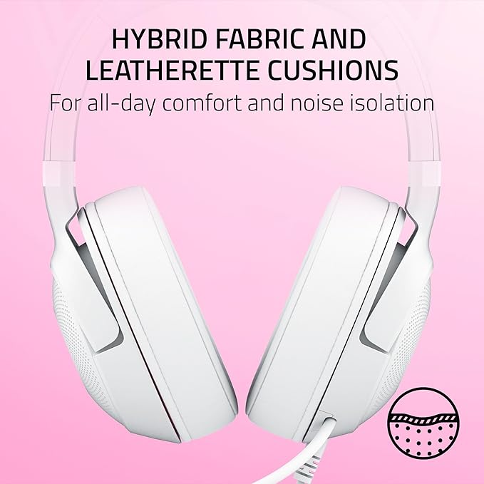 Razer Kraken Kitty V2 USB Wired Headset: Chroma RGB Kitty Ears - Stream Reactive Lighting - HyperClear Cardioid Mic - 40 mm Drivers - 7.1 Surround Sound - Comfortable Ear Cushions - White