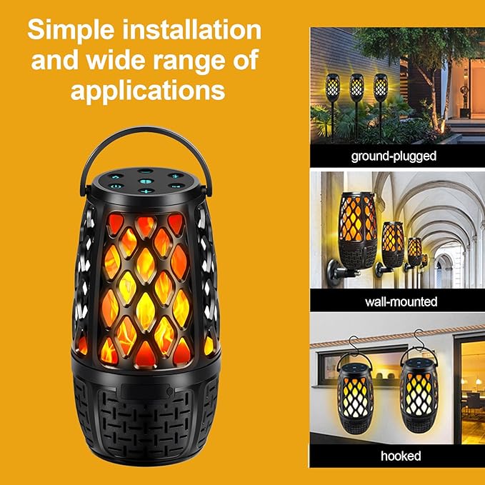 Upgraded Outdoor Speakers With Flame light, Outdoor Bluetooth Speakers With Colorful LED, IPX6 Waterproof Gifts for Men, Auto-Sync Up to 100 Speaker, BT 5.3 HD Surround Sound, for Patio/Yard/Porch