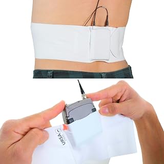 URSA Waist Strap - Ultra Slim, Breathable & Stretchy Microphone Transmitter Straps. Compatible with Most Transmitter/Receivers (White, Medium Waist - Big Pouch) - Image 1