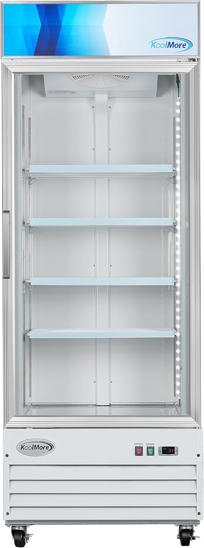 KoolMore MDF-1GD-23C-WH 31 in. Commercial One Glass Door Display Upright Freezer Merchandiser in White 23 Cu. Ft