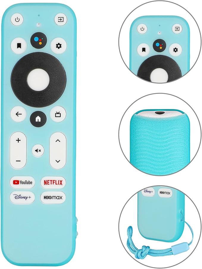 Silicone Remote Control Case Compatible with Onn 100024646 100026240 4K UHD Stick TV Box Remote Shockproof Protective Shell Cover with a Lanyard (Fluorescent Blue)