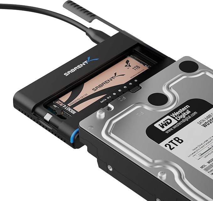 SABRENT USB-C M.2 NVMe + 2.5/3.5in SATA SSD/HDD Adapter (DS-UCMH)