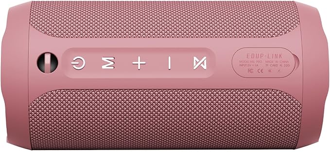 EDUPLINK Bluetooth Speaker IPX7 Waterproof Wireless Speakers with Bass 20H TWS Stereo Pairing Portable Outdoor Speakers for Beach Camping Travel Gifts for Women Mom Wife Mother Girls Sister Pink
