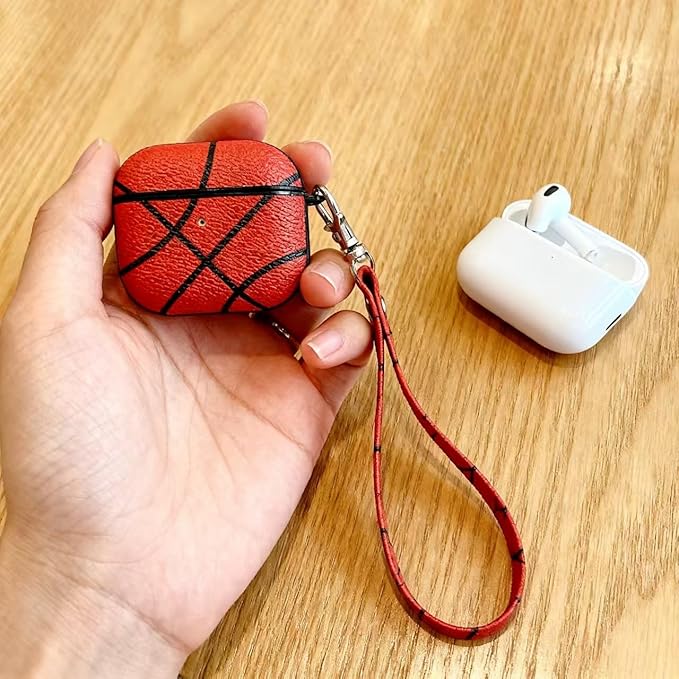 for Leather AirPods Pro 3 Case 2025| Cute Air Pods Pro 3 Case with Lock(Model A2700/A2931) | with Keychain | Airpods 3 Pro Cases for Man Women(Basketball-05)
