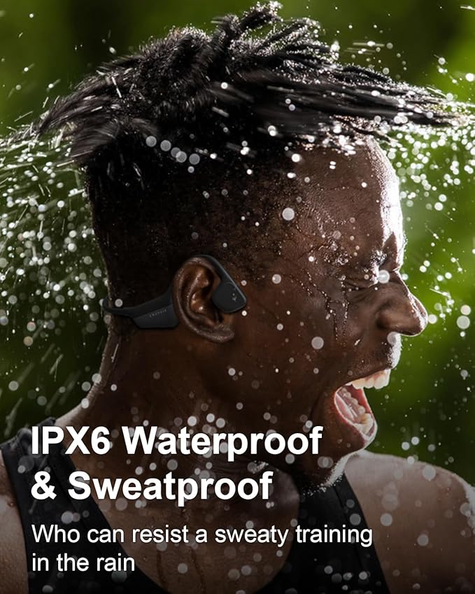 Bone Conduction Headphones, IPX6 Waterproof Open Ear Headphones 14H Playtime Bluetooth 5.3 Wireless Headset Sport with Mic Sweatproof for Running, Cycling