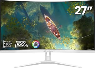 CRUA 27 Inch FHD 100Hz White Curved Computer Monitor, 1800R VA, Frameless - Image 1